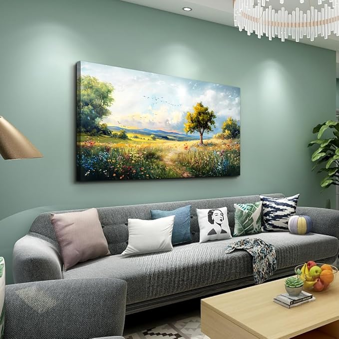 Wapluam Canvas Wall Art For Bedroom Wall Decor For Living Room Modern Office Decorations Pastoral Wall Paintings Scenery Abstract Watercolour Farmhouse Pictures Canvas Artwork Room Home Decor Mural