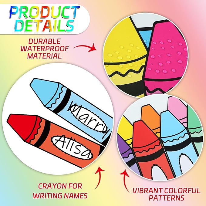 Welcome to Our Pack Bulletin Board Decorations Back to School Crayon Theme Classroom Bulletin Board Border Set Colorful Crayons Name Tags for School Teacher Supplies Home Wall Decor