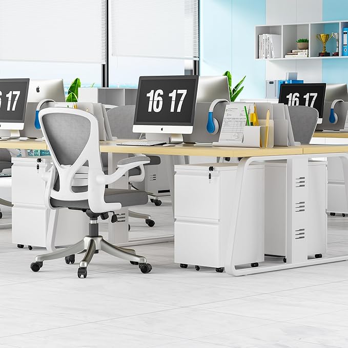 Incbruce 2 Mobile Drawer File Cabinet with Wheels, Metal File Storage Cabinet with Lock, Filing Cabinet Under Desk for Home Office, Easy Assemble (White)