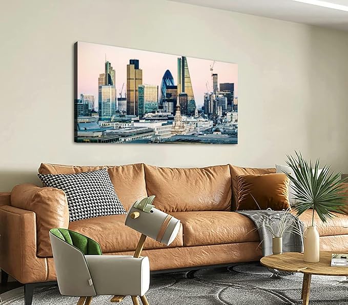 Canvas Wall Art for Living Room Bedroom Skyscrapers City London Big Large Wall Art Decor Framed Painting Wall Pictures Prints Artwork Office