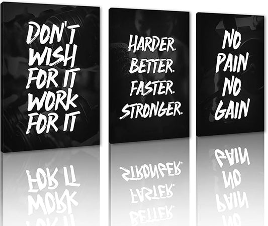 3 Panel Inspirational Wall Art - Framed Positive Quote Canvas Print Black and White Office Wall Decor Motivational Poster Artwork for Living Room, Bedroom, Home (20x28inx3)