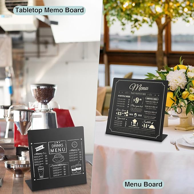 Magnetic Bulletin Board with Stand, 8x8inch Magnet Display Stand, Metal Tabletop Memo Board with 2 Magnets for Home, Kitchen, School, Office Supplies