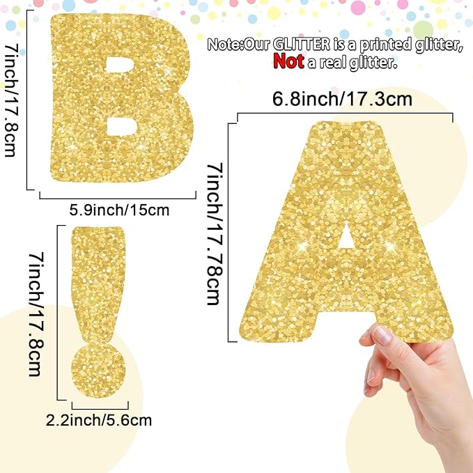 150 PCS Large 7" Font Letters and Punctuation Set, Gold Classroom Alphabet Cutout for Bulletin Board Display Home School, A Great Helper to Inspire Students' Learning Interest