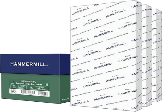 Hammermill Cardstock, Premium Color Copy, 100 lb, 19 x 13-100 Bright, Made in the USA Card Stock, 133242C, White - 3 Pack (750 Sheets)