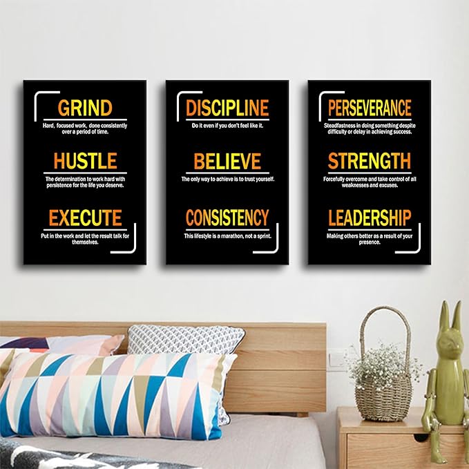 Motivational Entrepreneur Quotes Picture Painting Inspirational Canvas Wall Art Positive Affirmations Framed Print Poster for Office Living Room Bedroom Gym Wall Decor Ready to Hang [48''Hx24''W]