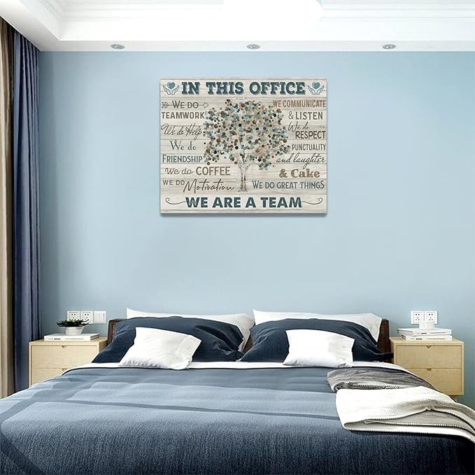 yerretin In this Office Wall Art Motivational Quotes Pictures Wall Decor for Office Inspirational We Are A Team Canvas Painting Room Decorations Artwork Framed Ready to Hang, 20"x16"