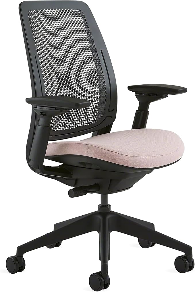 Steelcase Series 2 Office Chair - Ergonomic Work Chair with Wheels for Hard Flooring - With Back Support, Weight-Activated Adjustment & Arm Support - Adjustable Rolling Chairs for Desk - Pink Lemonade