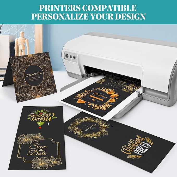 20 PK Black Cards with Envelopes 300GSM Plain Greeting Cards Black Square Envelopes Heavyweight Cardstock Paper for Invitations Card Making All Occasions