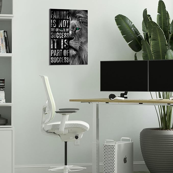 Motivational Lion Quotes Wall Decor Art Print 16''Wx24''H - Inspirational Office Wall Art with Positive Affirmations, Ready to Hang with Back Hook, Durable Home & Office Decor for Modern Spaces