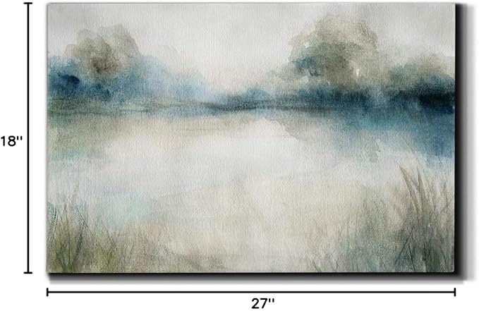 Landscape Wall Art Premium Gallery Wrapped Canvas Abstract Ocean Forest Modern Artwork Decoration for Living Room Kitchen Bathroom Office, Ready to Hang