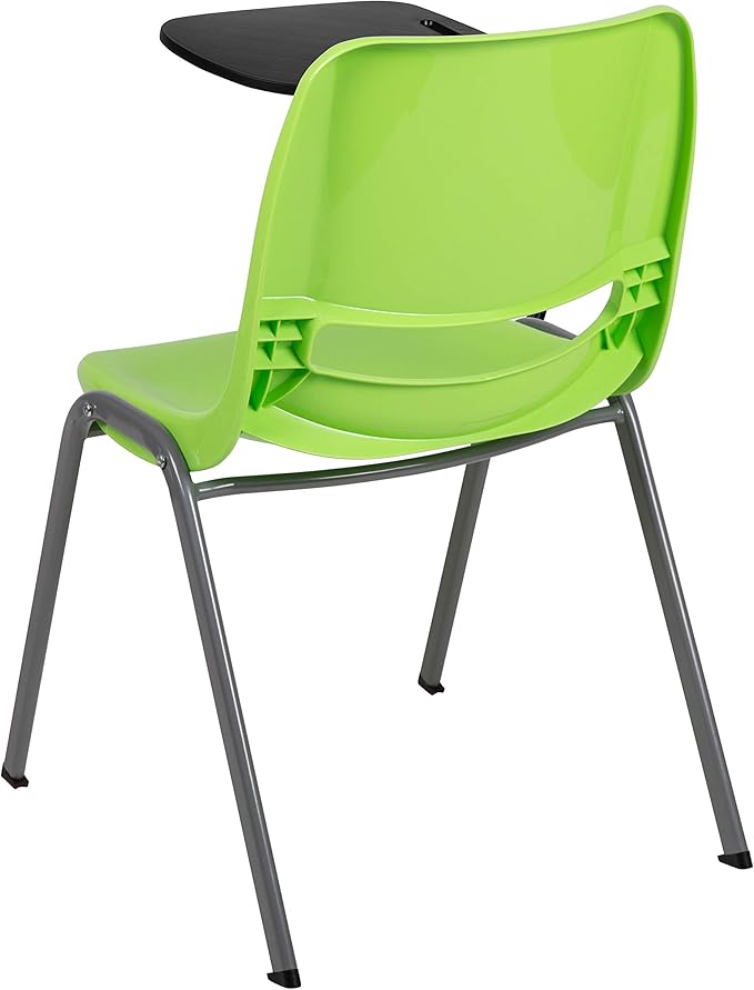 Flash Furniture HERCULES 5 Pack Green Ergonomic Shell Chair with Right Handed Flip-Up Tablet Arm