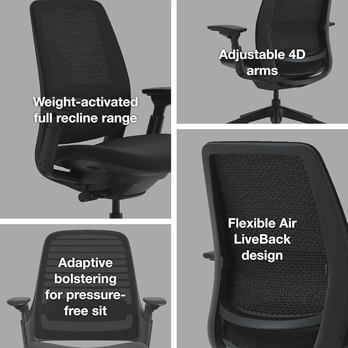 Steelcase Series 2 Office Chair - Ergonomic Work Chair with Wheels for Carpet - with Back Support, Weight-Activated Adjustment & Arm Support - Adjustable Rolling Chairs for Desk - Pink Lemonade