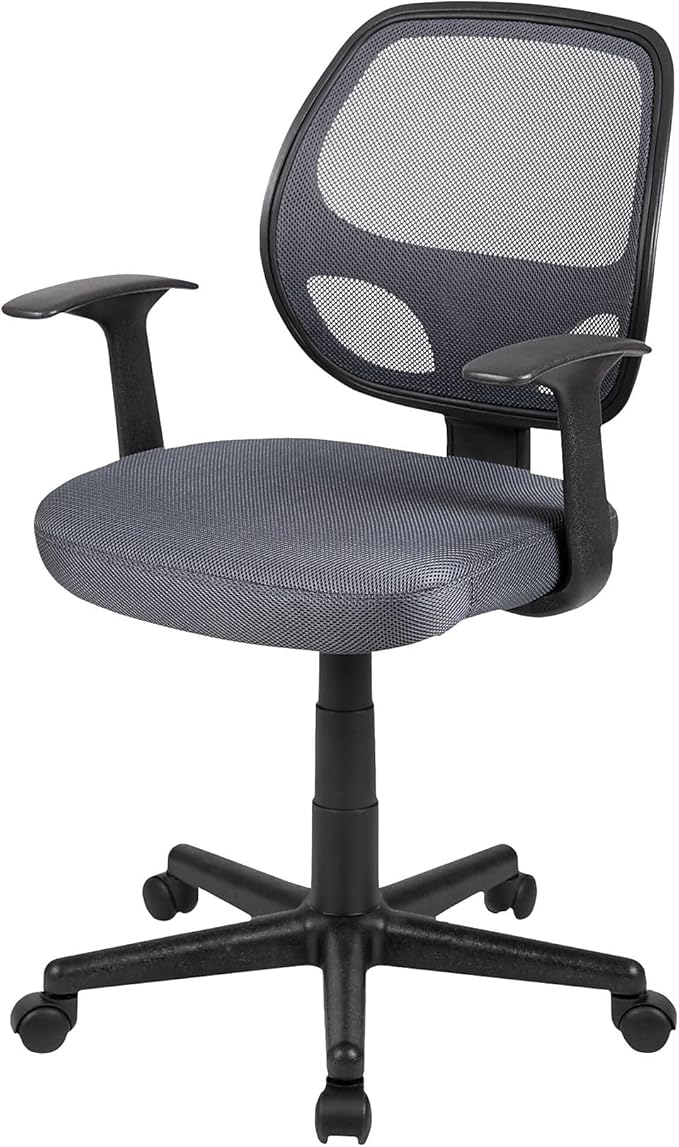 Flash Furniture Flash Fundamentals Mid-Back Gray Mesh Swivel Ergonomic Task Office Chair with Arms