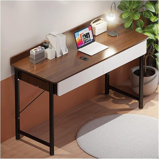 Computer Desk Desk Study Table Simple Wooden PC Desk Office Modern Writing Table Universal Laptop Stand Home Furniture PC Workstation with 2 Drawers Home Study Table, 2 Colors Office Desk ( Color : 1