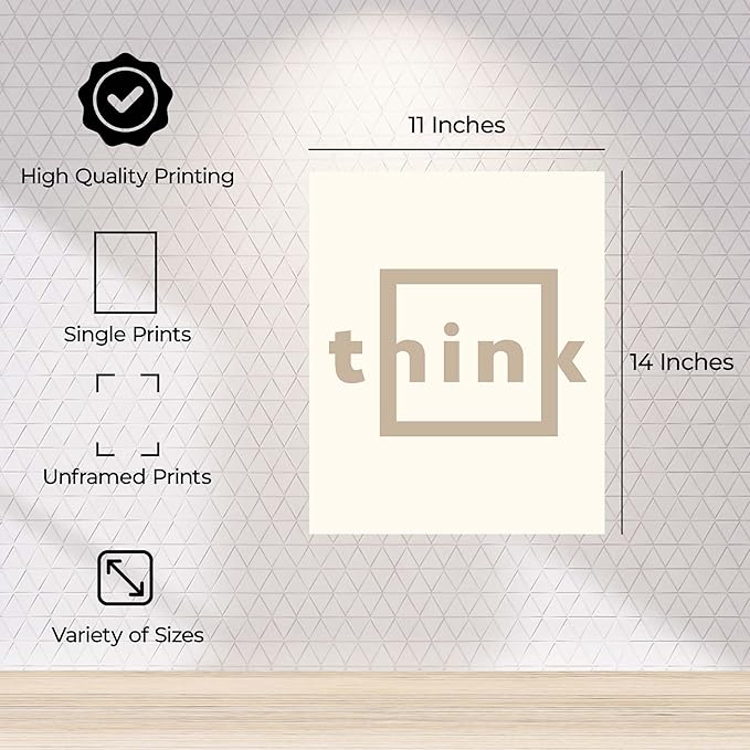 ALPINE INK CO. Think Canvas Poster - Simple Word Graphic Design - Clean Minimal Modern Style - Office Workspace Home Study Wall Decor - 11x14 Unframed Canvas Print