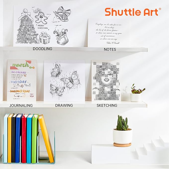 Shuttle Art Retractable Mild Gel Ink Pens - 22 Pack, Black Ink, Cute Fine Point Pens for Writing, Journaling & Notes