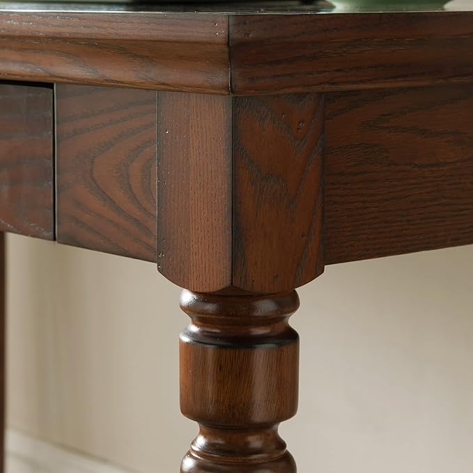 Leick Home Mission Office Desk, Solid Wood, with Drop Front Keyboard Drawer, Mission Oak, 82410