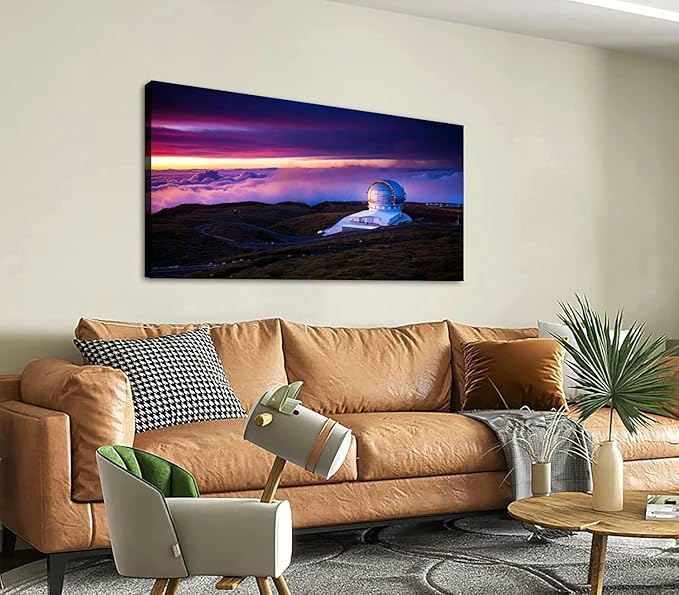 Canvas Wall Art for Living Room Bedroom Observatory at sunset Big Large Wall Art Decor Framed Painting Wall Pictures Prints Artwork Office