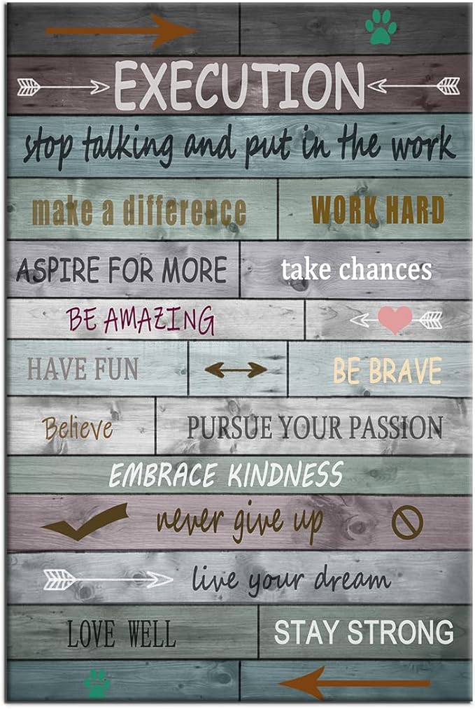 Inspirational Canvas Poster Print Wall Art Office Decor Motivational Quotes Picture Painting Artwork for Modern Home Living Room Classroom Workplace Wall Decoration Stretched and Framed [24''Wx36''H]