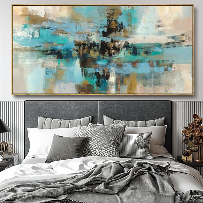 Wall Art Abstract Canvas Painting Green Fantasy Colorful Wall Decor Modern Artwork for Living Room Bedroom Dining Room Home Office Decor 20"x40" with Framed