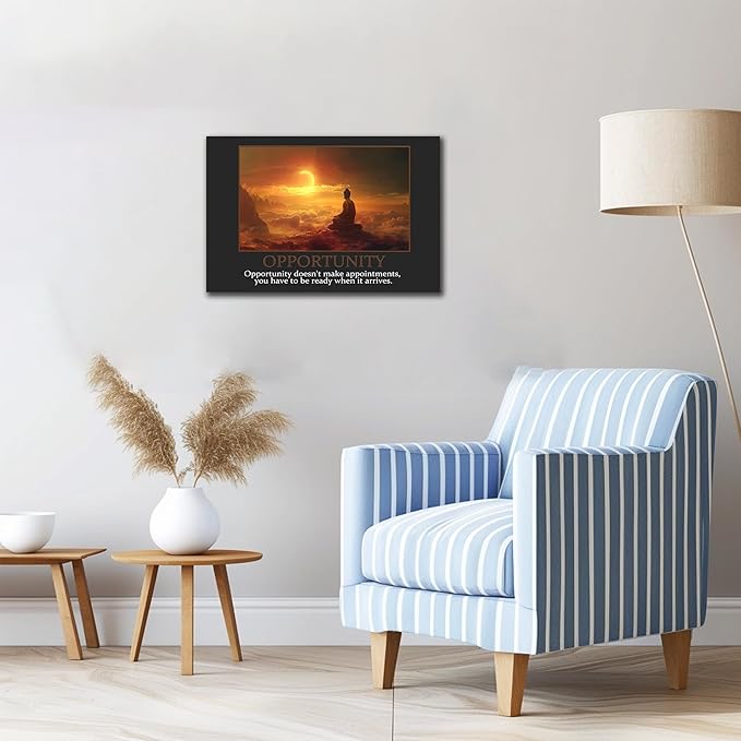 UZMKM - Office Wall Art, Motivational & Inspirational Quotes Canvas Wall Art for Home Office Wall Decor, Positive Quote Wall Decor, OPPORTUNITY Words Poster Frame for Company Wall Decor 18x24 Inch