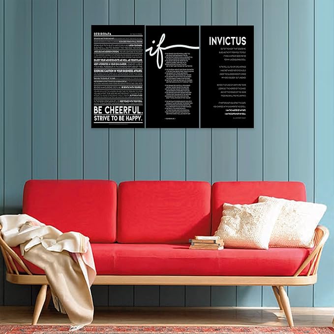 3 Piece Inspirational Wall Art, Black Background Sayings Picture, Quotes Motivational Canvas Prints for Office Decor, Triptych Entrepreneur Painting Framed Artwork for Home Wall Decor (72"Wx36" H)