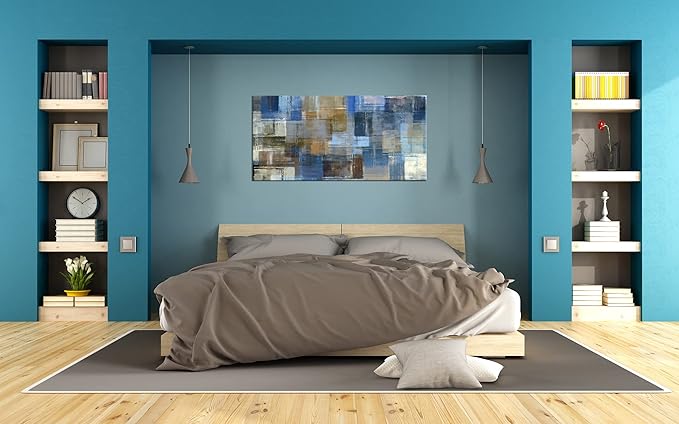 DZL Art A74875 Large Abstract Wall Art Grey and Blue Canvas Prints Painting Framed wall art Canvas Wall Art for living Room Bedroom and Office Home Decor Artwork