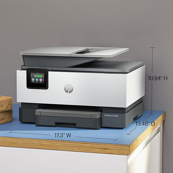HP OfficeJet Pro 9125e Wireless All-in-One Color Inkjet Printer, Print, scan, copy, fax, ADF, Duplex printing best-for-office, 3 month Instant Ink trial included, AI-enabled (Renewed)