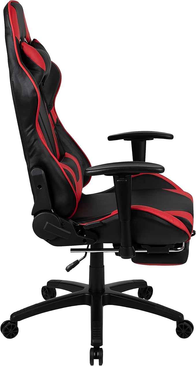 Flash Furniture X30 Gaming Chair Racing Office Ergonomic Computer Chair with Fully Reclining Back and Slide-Out Footrest in Red LeatherSoft