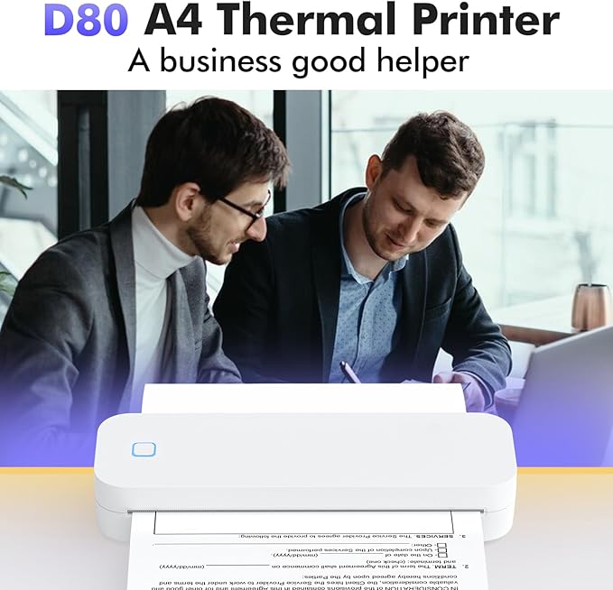 A4 Portable Thermal Transfer Printer Wireless Tattoo Transfer Printer Use with Mobile /Lap 56mm/77mm/107mm/210mm/216mm(2in/3in/4in/8in/8.5in) US Letter A5 Paper Size for Office School Compatible