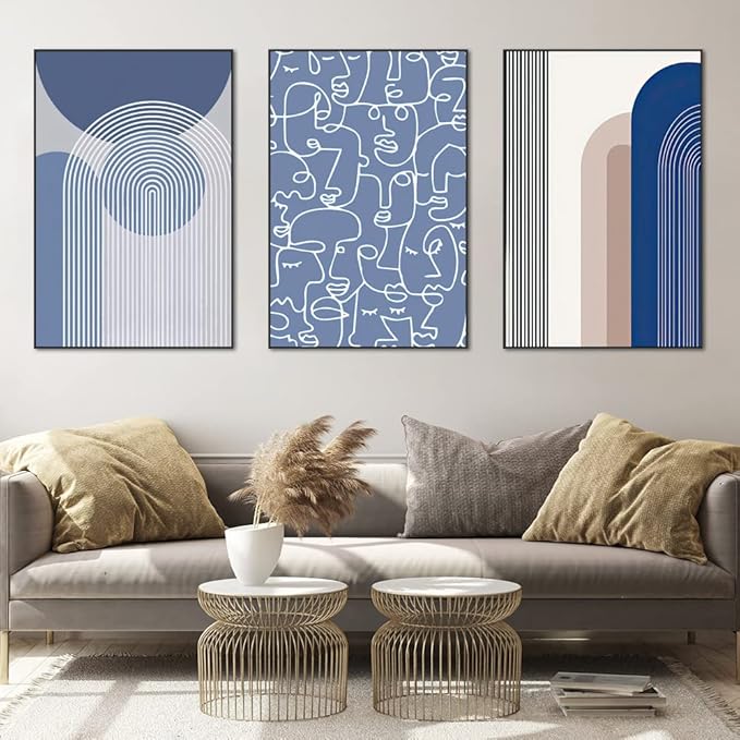 FCHUI Framed Canvas Wall Art Set, minimalism Abstract Boho Oil Painting Photo Modern Posters Prints Ready to Decor Hanging Living Room Bedroom Bathroom Office Home Wall Decor