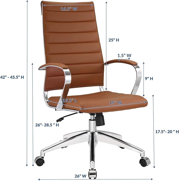 Modway Jive Ribbed High Back Tall Executive Swivel Office Chair With Arms In Terracotta