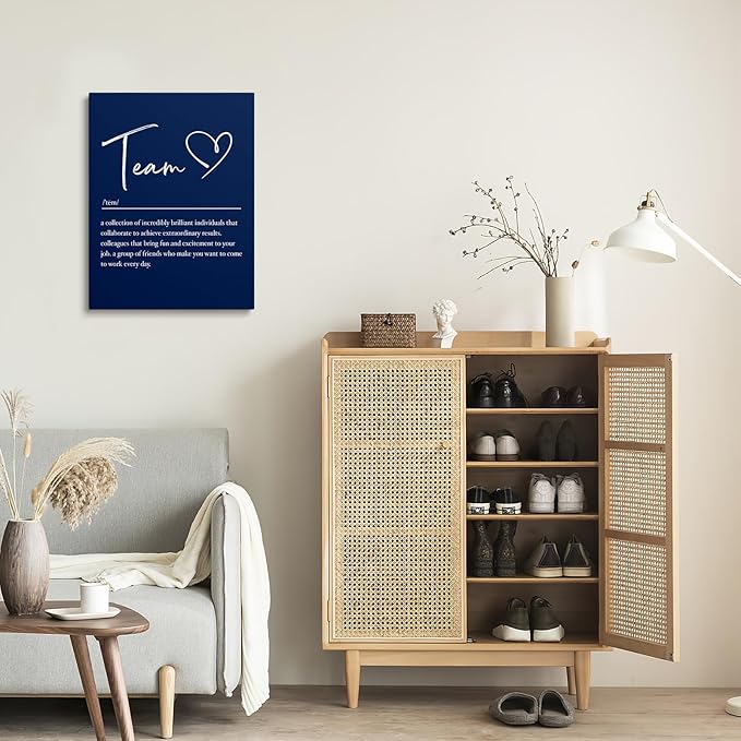 XWELLDAN Team Definition Poster Teamwork Wall Art for Office Decor, Office Artwork Wall Decor, Office Wall Decor, 11x14, Framed（navy blue）