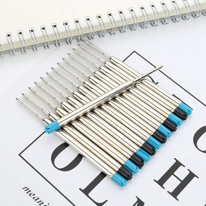 30 Pieces Replaceable Ballpoint Pen Refills 1.0mm Medium Point Metal Refill Smooth Writing Ball Point Pen Refills (Black Ink)