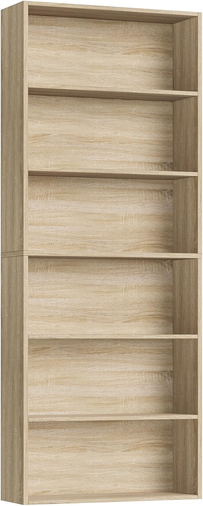FOTOSOK 6-Tier Open Bookcase and Bookshelf, Freestanding Display Storage Shelves Tall Bookshelf Bookcase for Bedroom, Living Room and Office, Light Oak