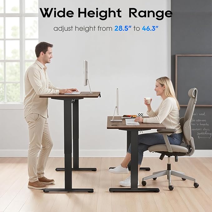 PayLessHere Electric Standing Desk 40x24 Inch Height Adjustable Desk Large Space Office Computer Desk with Headphone Holder 2 Memory Function for Home Office,Brown