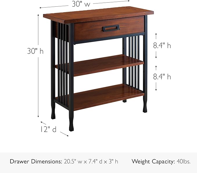 Leick Home SINCE 1912 Ironcraft Foyer Bookcase with Drawer Storage