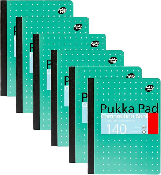 Pukka Pad, Composition Notebooks - 6 Pack of Journals Featuring 140 Pages of College Ruled 80GSM Paper with Sturdy Cover Stock - 9.75 x 7.5in - Metallic