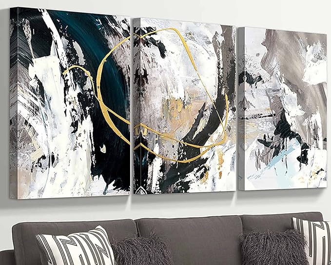 GIFTTWART Extra Large Textured Canvas Wall Art – Modern Abstract Black and White Painting for Living Room, Office, Dining Room Decor, 71"x36"