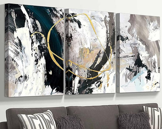 GIFTTWART Extra Large Textured Canvas Wall Art – Modern Abstract Black and White Painting for Living Room, Office, Dining Room Decor, 71"x36"