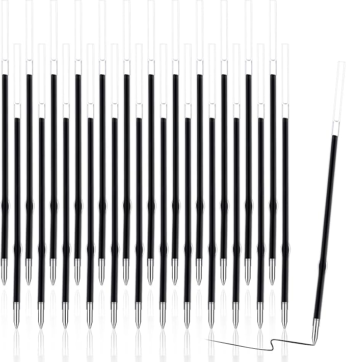Dianelhall 24 Pieces Gel Ink Refill Fits Retractable Pens Refill Replacement, Medium Tip Point 0.7 mm, Black Ink, 115 mm Long(Black)