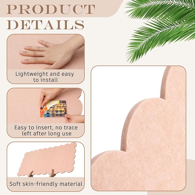 Scalloped Felt Bulletin Board 36 x 18 Inches Foldable Flesh Pink Pin Cork Board Alternative for Wall, 3' x 1.5' Trifold Picture Vision Self Adhesive Bulletin Decorative