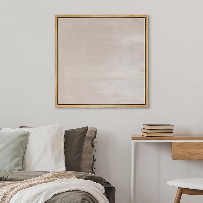 SIGNWIN Framed Canvas Print Wall Art Light Beige Minimal Neutral Tone Illustration Modern Art Decorative Nordic Minimal Calm/Zen for Living Room, Bedroom, Office - 24"x24" Natural