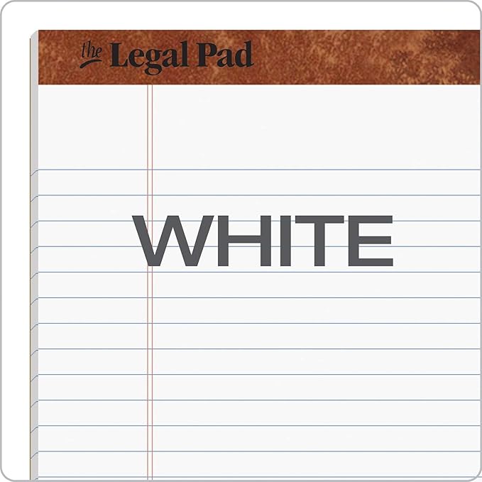 Tops 8.5 x 11 3/4 Legal Pads, The Legal Pad Brand, Wide Ruled, White Paper, 50 Sheets Per Writing Pad, Made in the USA (7533) 12 Count (Pack of 6)