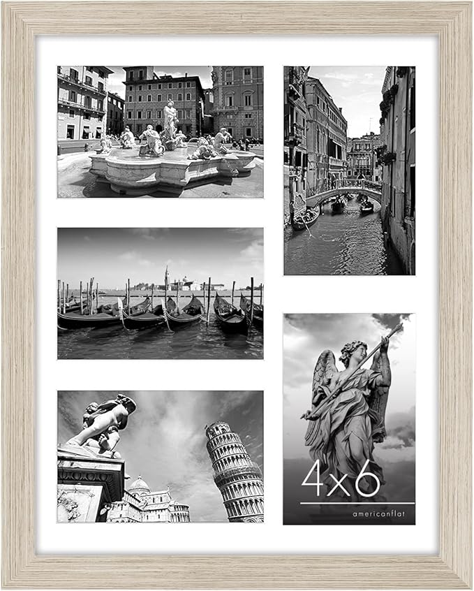 Americanflat 4x6 Collage Picture Frame with Shatter-Resistant Glass - Fits Five 4x6 Photos or Use as One 11x14 Picture Frame - Signature Collection - Collage Frames for Wall Display - Driftwood