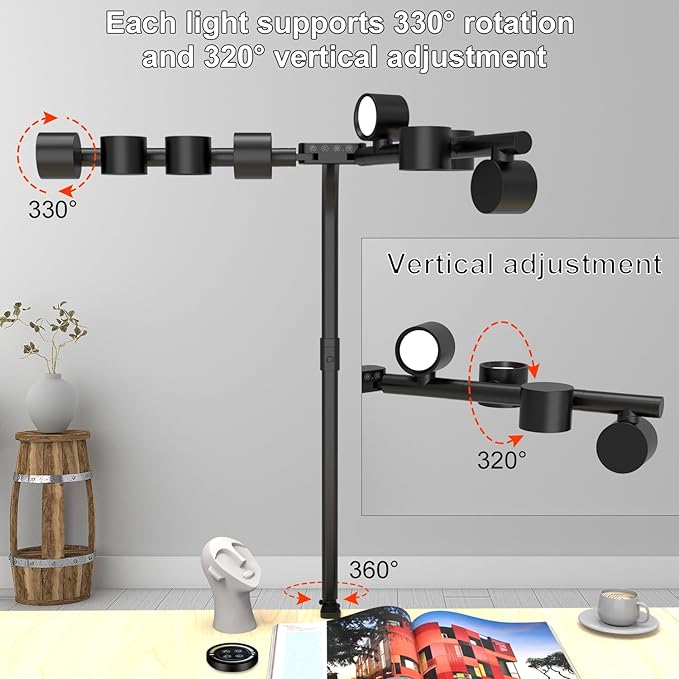 8 Light Sources Gooseneck Tree Desk Lamp with Clamp, 24W Eye-Care Bright LED Desk Light with Free Rotation, Dimmable Reading Table Light for Desktop Working,Drafting,Reading
