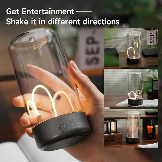 AUGE LIGHT Mini Minimalist Table Lamp Cordless Lamp Rechargeable Table Lamp Portable Nightstand Lamps Desk Lamps for Home Office Unique Ambient Light Mood Lighting for Desk Decor Beside(Dark Gray)