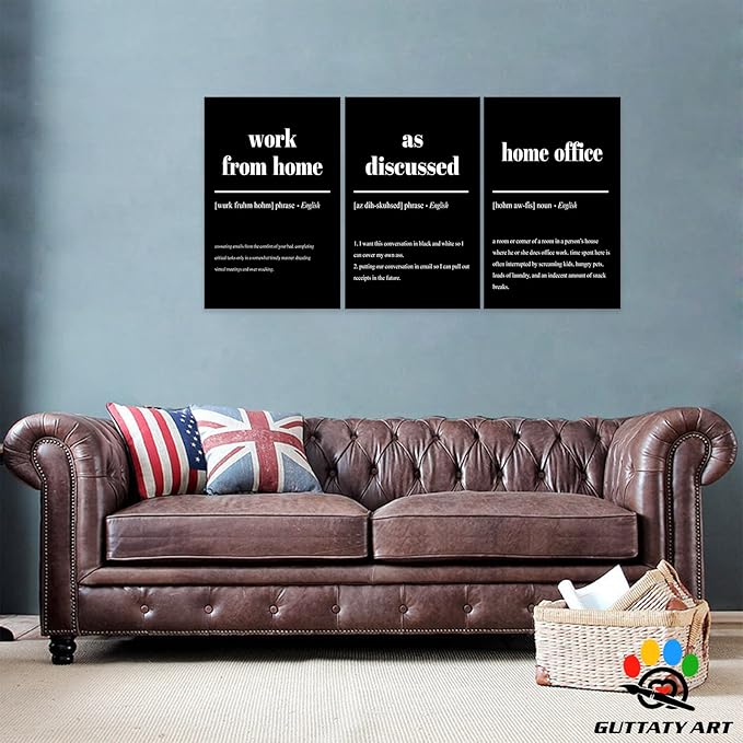 Office Wall Art - 3 Panel Motivational Canvas Art, Inspirational Quote Art for Home & Office, Entrepreneur Words Poster Frame 20'x30'x3Pcs