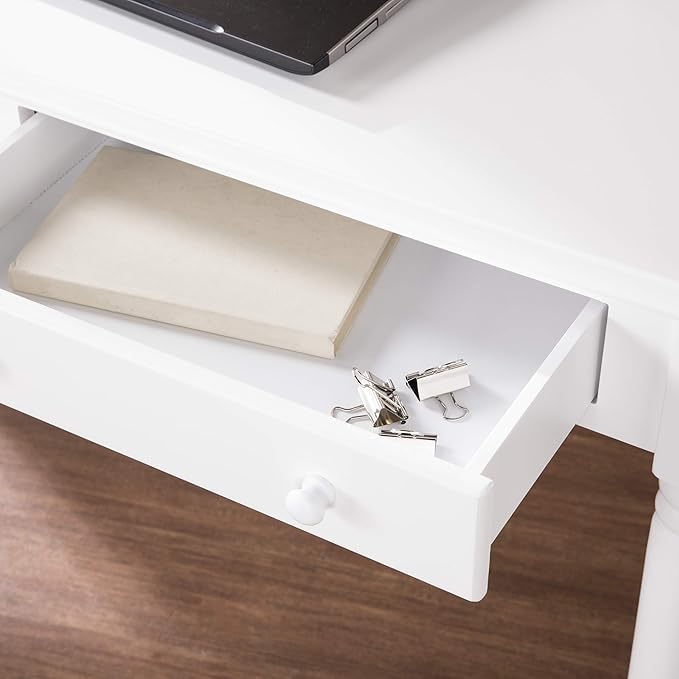 SEI Furniture Janice 2-Drawer Slim Profile Writing Desk, Crisp White