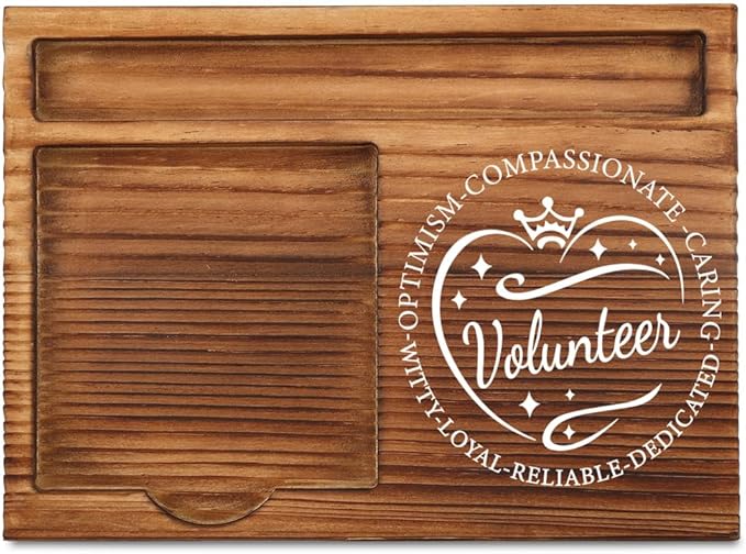 THRXOBN Desk Organizer for Volunteers & Service Professionals - Natural Wood with Slots for Notes, Pens, and Small Office Supplies – Practical & Stylish Workspace Solution,WSH36